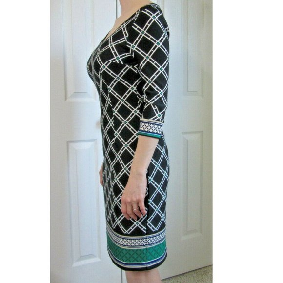 Black White Diamond Sheath Dress, Office, Party, Date, Church, WHBM Women Size 0 - Picture 4 of 9